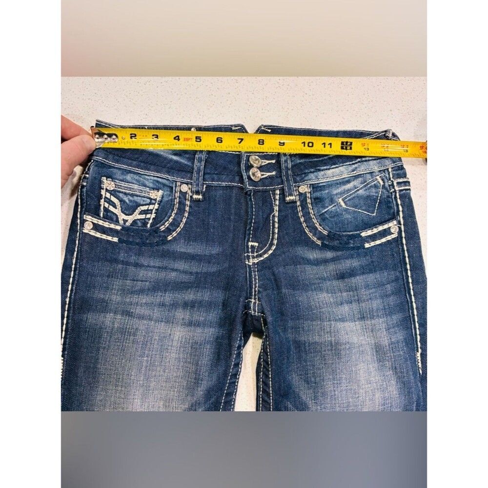 Vigoss Low Rise Straight Leg Jeans 28x32 Dark Blue Wash Stretch Y2K Women’s EUC - Picture 11 of 13
